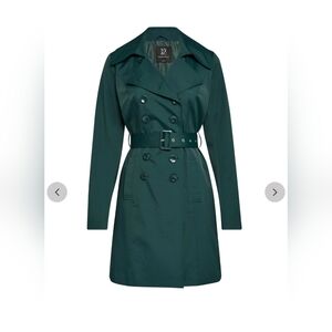 UNUSED New York & Company Dark Forest Green Trench Coat Size XXL 2XL